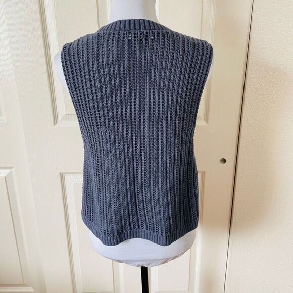 Hollister High-neck Crochet-style Sweater Tank Gray Blue Size Large - Picture 5 of 10